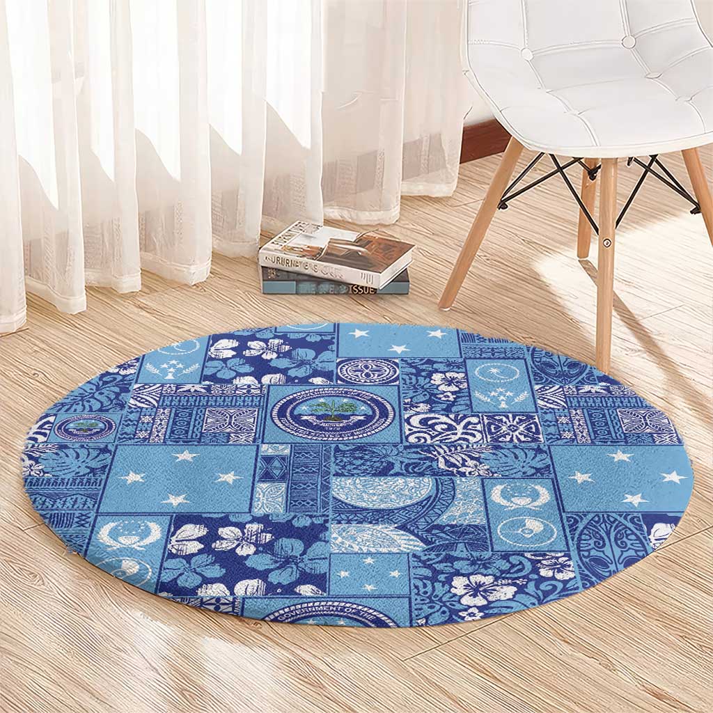 Federated States of Micronesia Merry Christmas Round Carpet Pacific Patchwork Xmas Vibes - Polynesian Pride