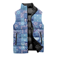 Federated States of Micronesia Merry Christmas Sleeveless Puffer Jacket Pacific Patchwork Xmas Vibes - Polynesian Pride