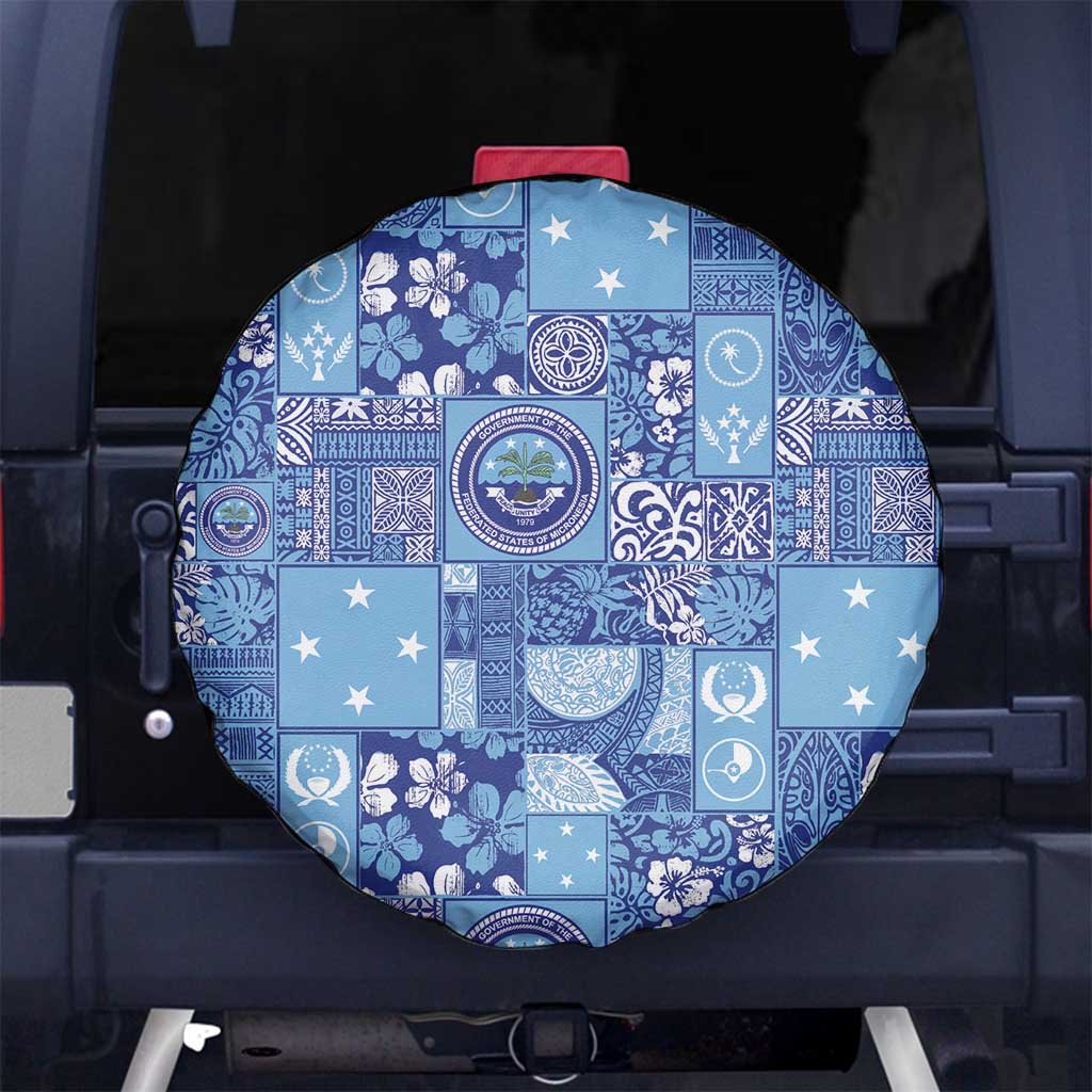 Federated States of Micronesia Merry Christmas Spare Tire Cover Pacific Patchwork Xmas Vibes - Polynesian Pride