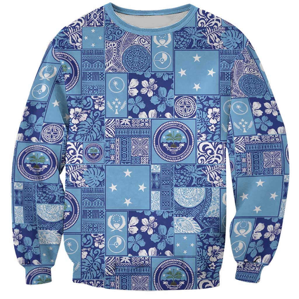 Federated States of Micronesia Merry Christmas Sweatshirt Pacific Patchwork Xmas Vibes - Polynesian Pride