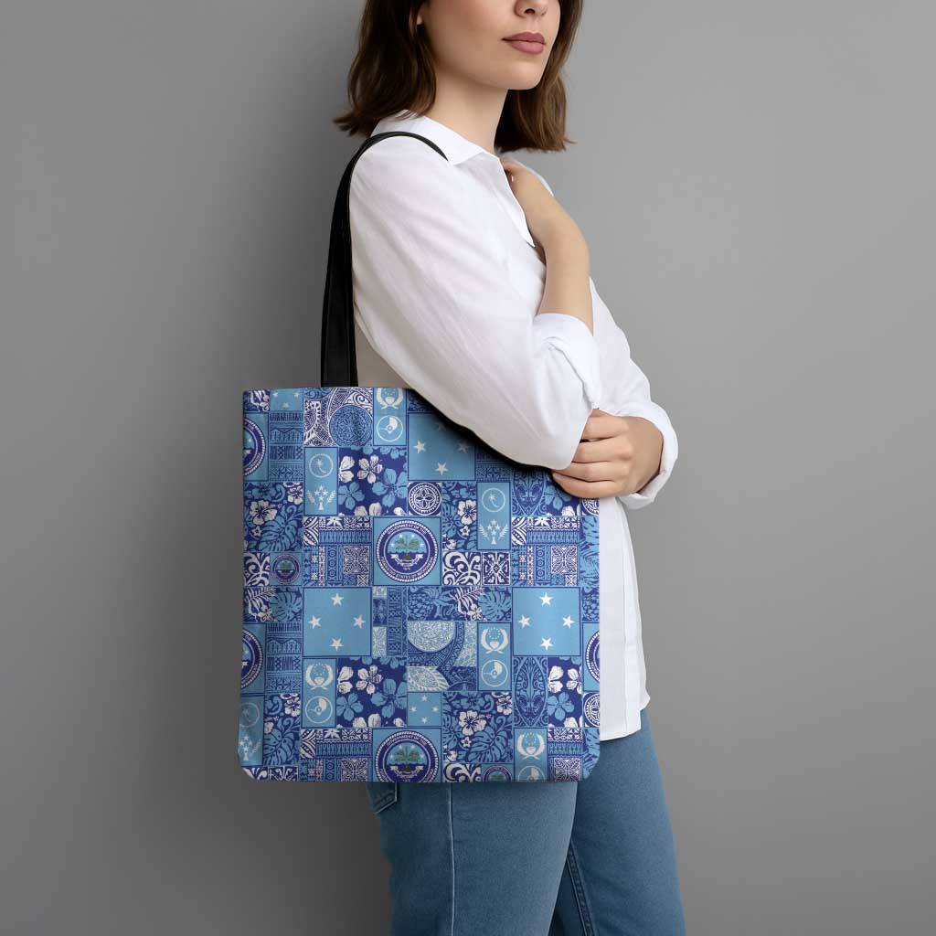 Federated States of Micronesia Merry Christmas Tote Bag Pacific Patchwork Xmas Vibes - Polynesian Pride