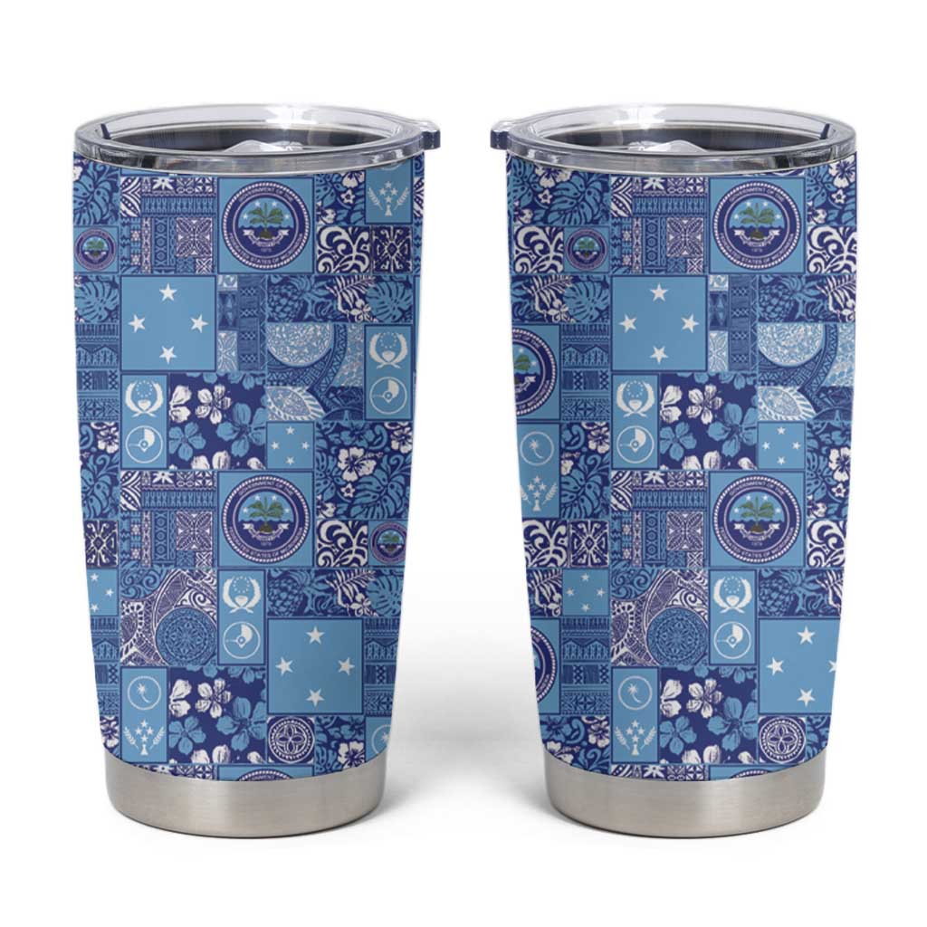Federated States of Micronesia Merry Christmas Tumbler Cup Pacific Patchwork Xmas Vibes - Polynesian Pride
