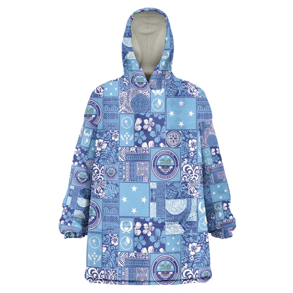Federated States of Micronesia Merry Christmas Wearable Blanket Hoodie Pacific Patchwork Xmas Vibes - Polynesian Pride