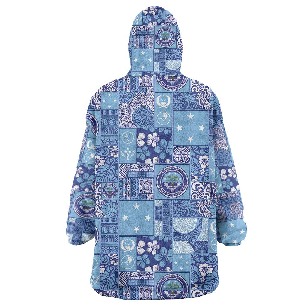 Federated States of Micronesia Merry Christmas Wearable Blanket Hoodie Pacific Patchwork Xmas Vibes - Polynesian Pride