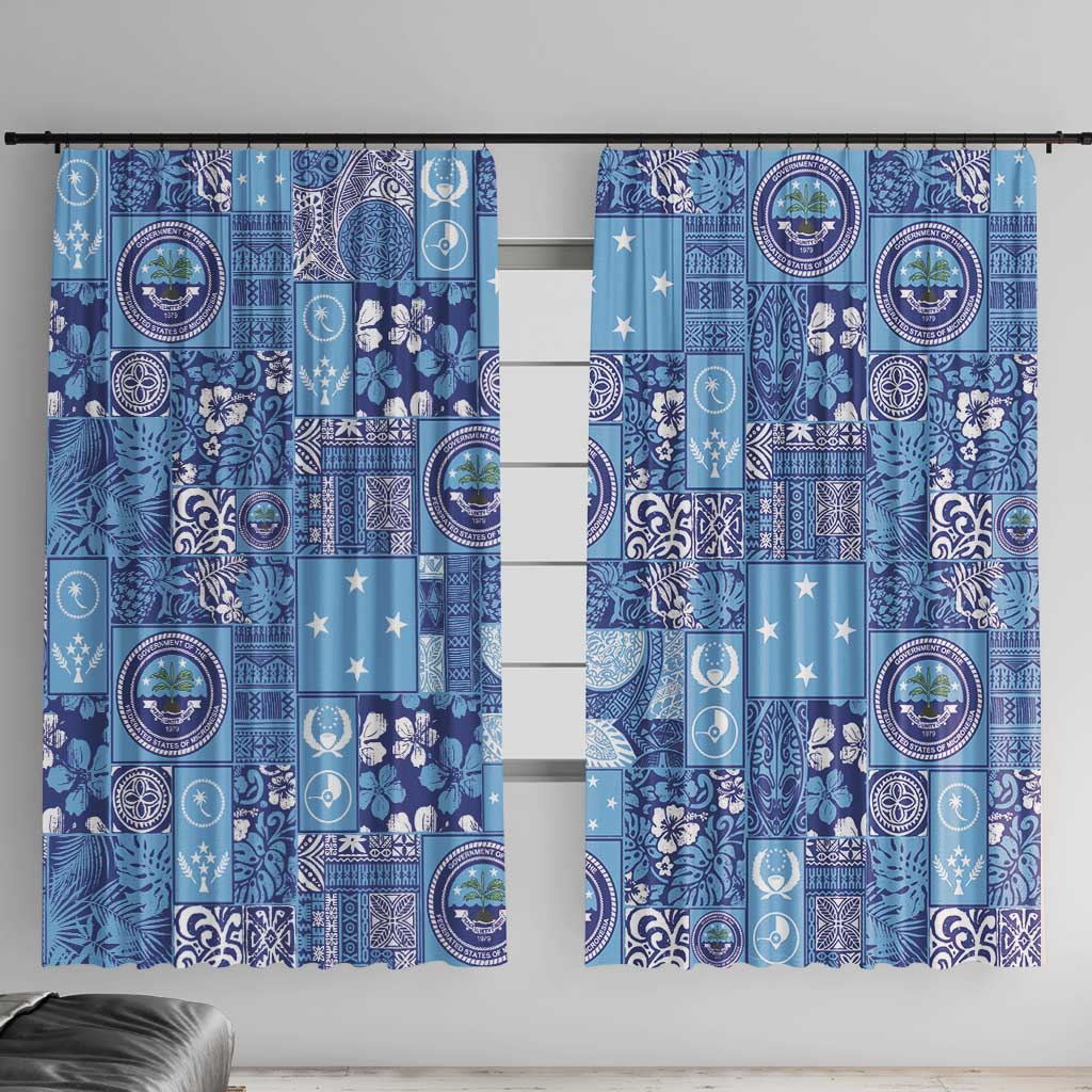 Federated States of Micronesia Merry Christmas Window Curtain Pacific Patchwork Xmas Vibes - Polynesian Pride