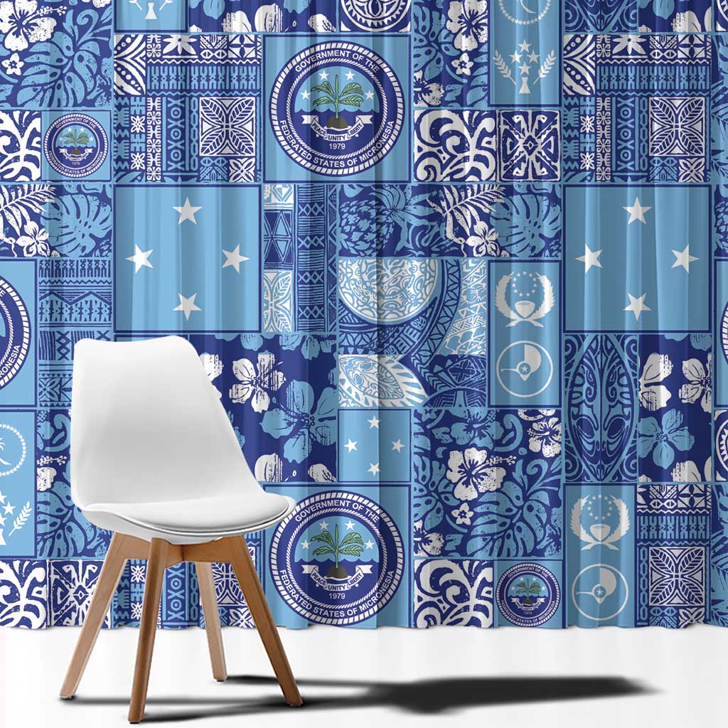 Federated States of Micronesia Merry Christmas Window Curtain Pacific Patchwork Xmas Vibes - Polynesian Pride
