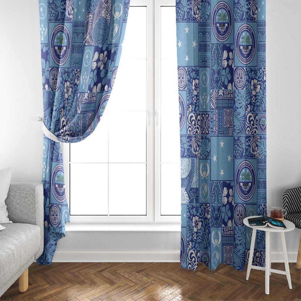 Federated States of Micronesia Merry Christmas Window Curtain Pacific Patchwork Xmas Vibes - Polynesian Pride