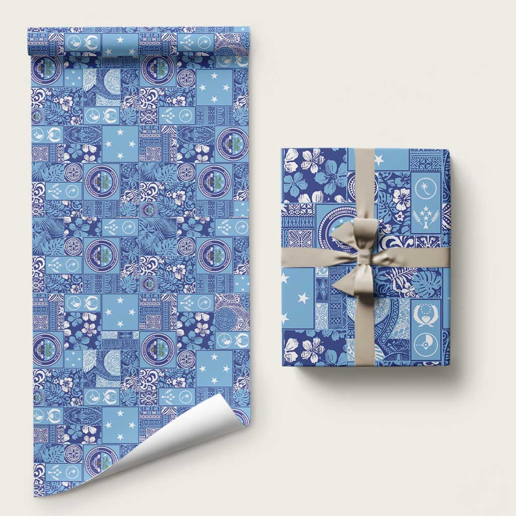 Federated States of Micronesia Merry Christmas Wrapping Paper Pacific Patchwork Xmas Vibes - Polynesian Pride