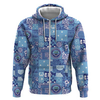 Federated States of Micronesia Merry Christmas Zip Hoodie Pacific Patchwork Xmas Vibes - Polynesian Pride