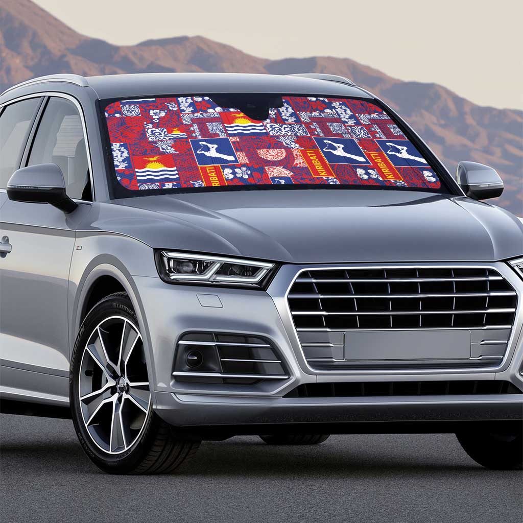 Kiribati Tekeraoi n te Kiritimati Auto Sun Shade Pacific Patchwork Xmas Vibes - Polynesian Pride