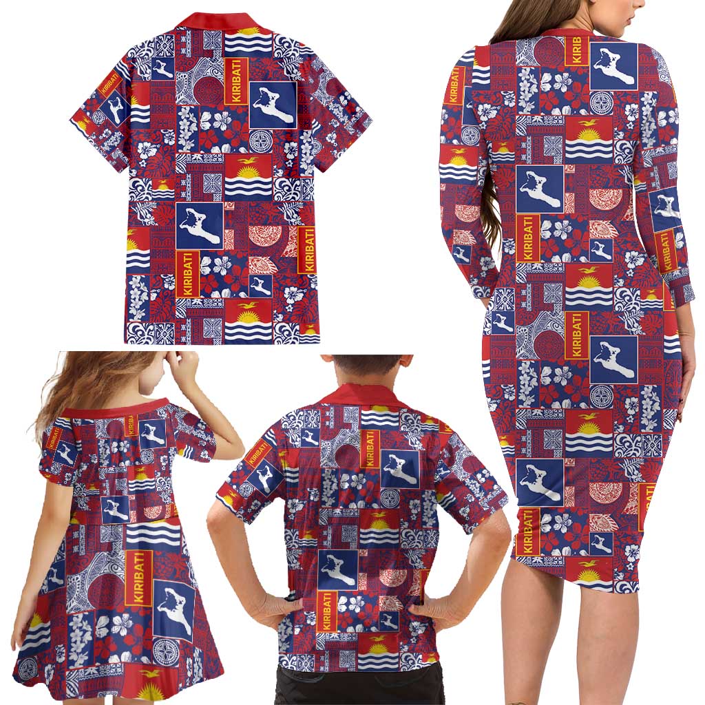 Kiribati Tekeraoi n te Kiritimati Family Matching Long Sleeve Bodycon Dress and Hawaiian Shirt Pacific Patchwork Xmas Vibes - Polynesian Pride