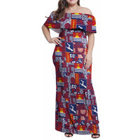Kiribati Tekeraoi n te Kiritimati Family Matching Off Shoulder Maxi Dress and Hawaiian Shirt Pacific Patchwork Xmas Vibes - Polynesian Pride