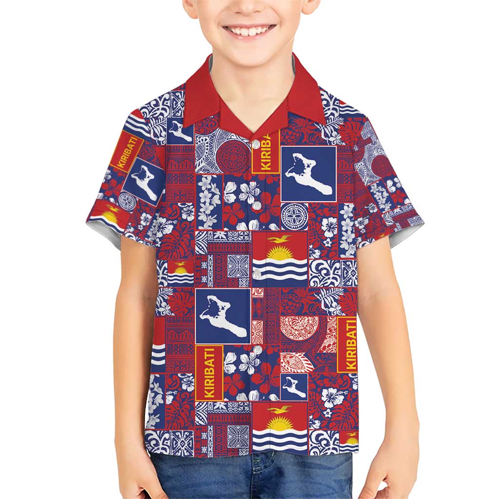 Kiribati Tekeraoi n te Kiritimati Kid Hawaiian Shirt Pacific Patchwork Xmas Vibes - Polynesian Pride