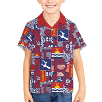 Kiribati Tekeraoi n te Kiritimati Kid Hawaiian Shirt Pacific Patchwork Xmas Vibes - Polynesian Pride