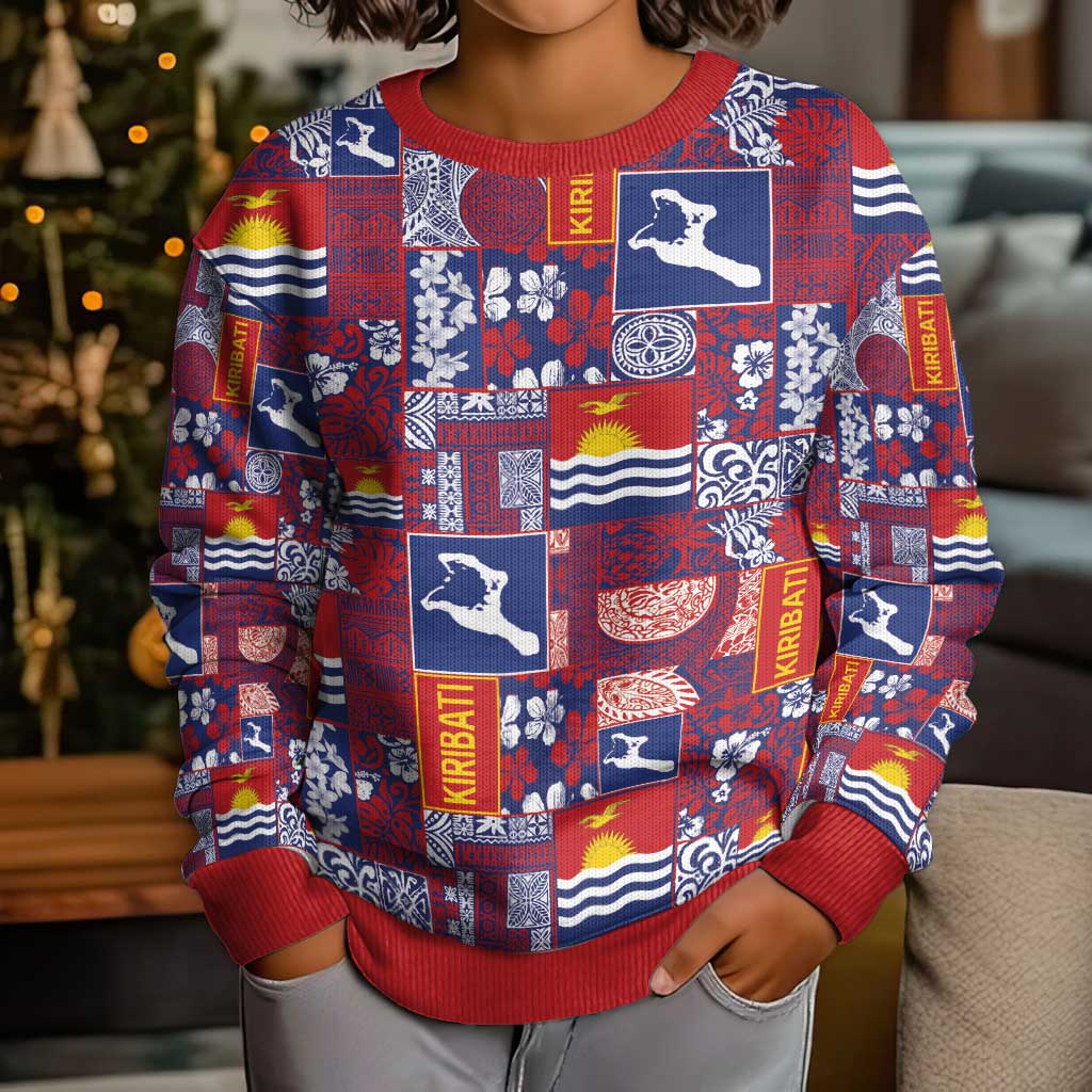 Kiribati Tekeraoi n te Kiritimati Kid Ugly Christmas Sweater Pacific Patchwork Xmas Vibes - Polynesian Pride