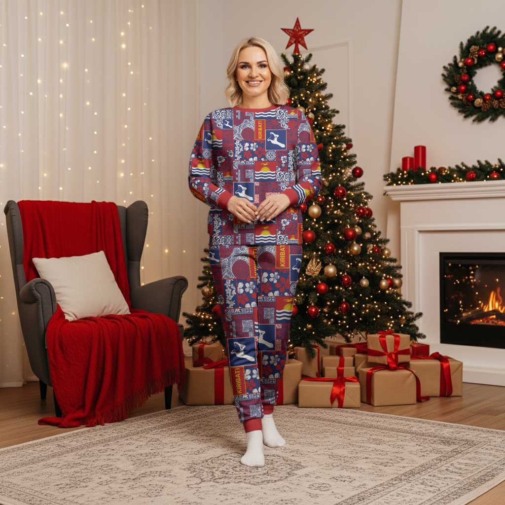Kiribati Tekeraoi n te Kiritimati Christmas Pajama Set Pacific Patchwork Xmas Vibes - Polynesian Pride
