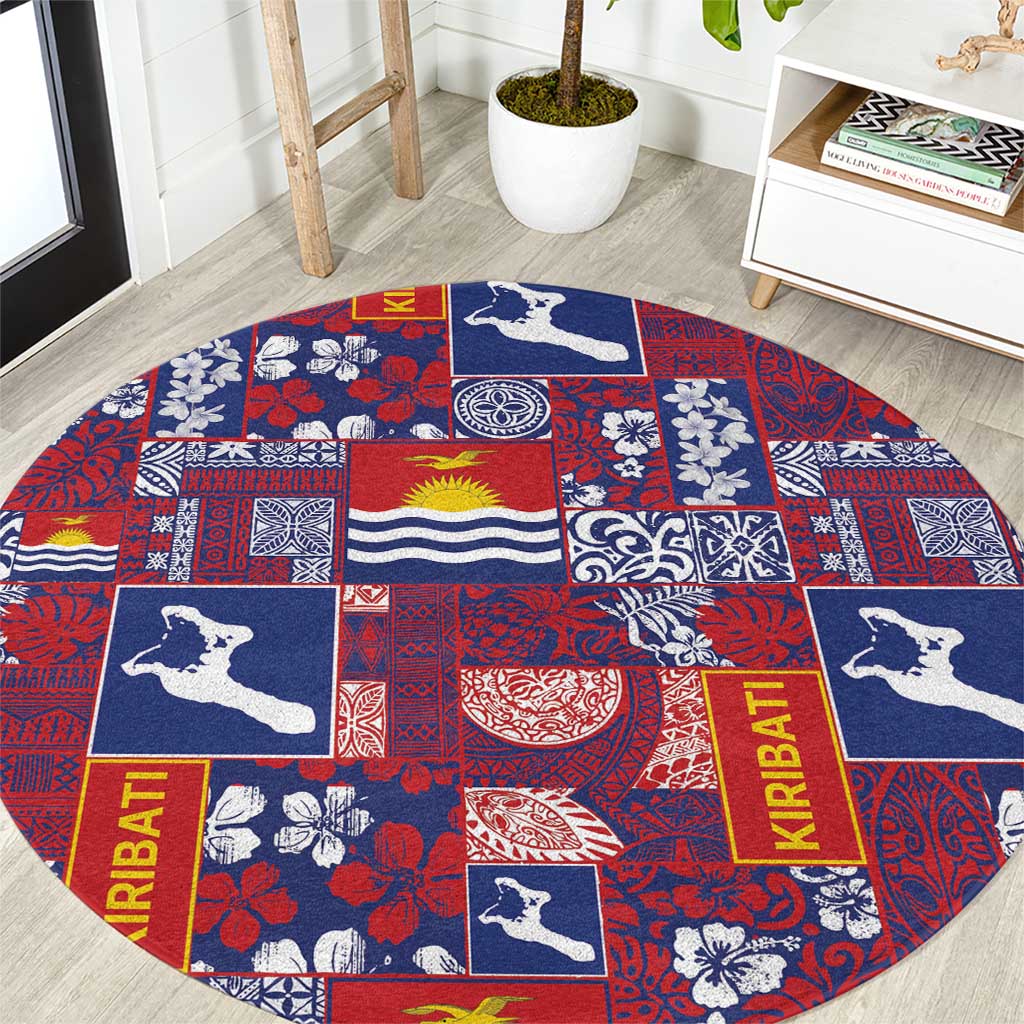 Kiribati Tekeraoi n te Kiritimati Round Carpet Pacific Patchwork Xmas Vibes - Polynesian Pride
