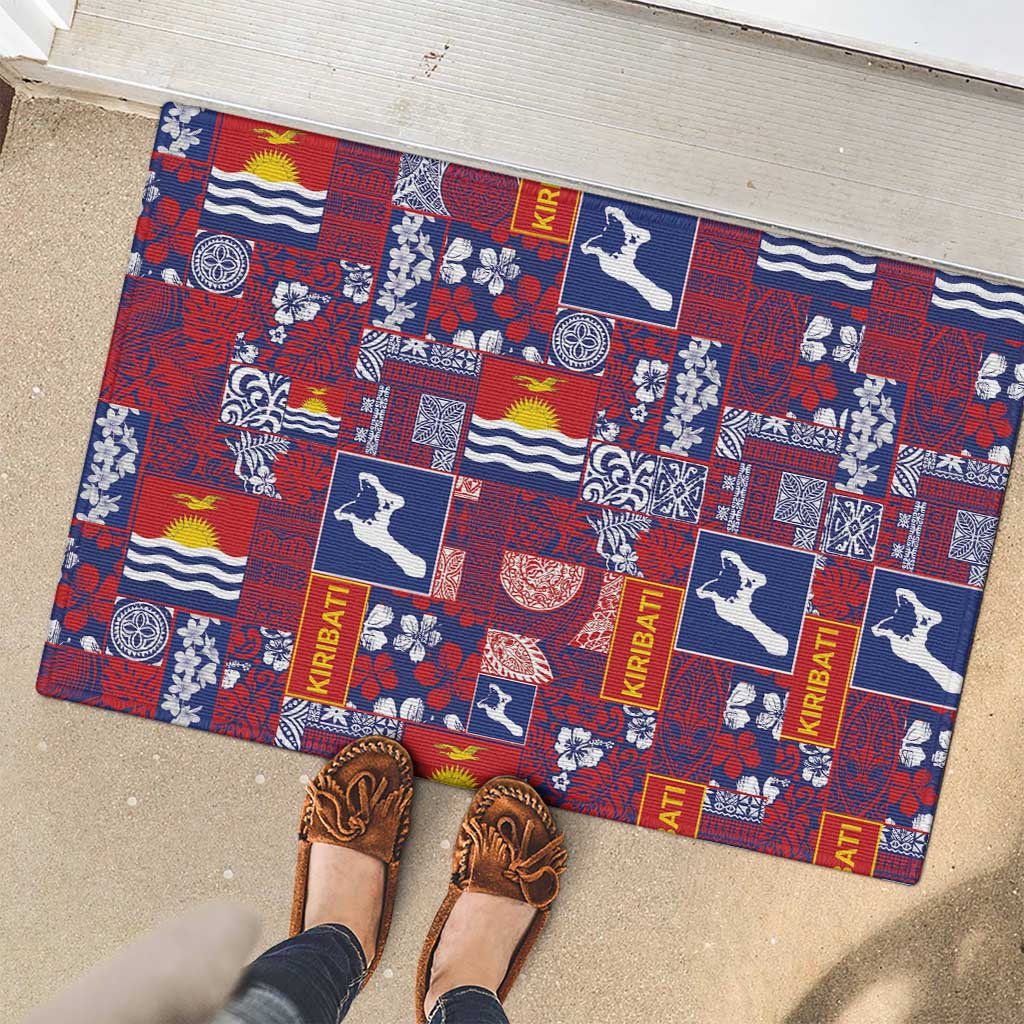 Kiribati Tekeraoi n te Kiritimati Rubber Doormat Pacific Patchwork Xmas Vibes - Polynesian Pride