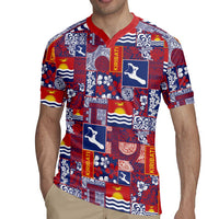 Kiribati Tekeraoi n te Kiritimati Rugby Jersey Pacific Patchwork Xmas Vibes - Polynesian Pride