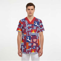 Kiribati Tekeraoi n te Kiritimati Scrub Top Pacific Patchwork Xmas Vibes - Polynesian Pride
