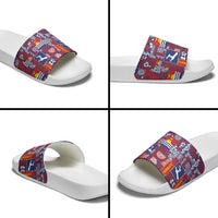 Kiribati Tekeraoi n te Kiritimati Slide Sandals Pacific Patchwork Xmas Vibes - Polynesian Pride