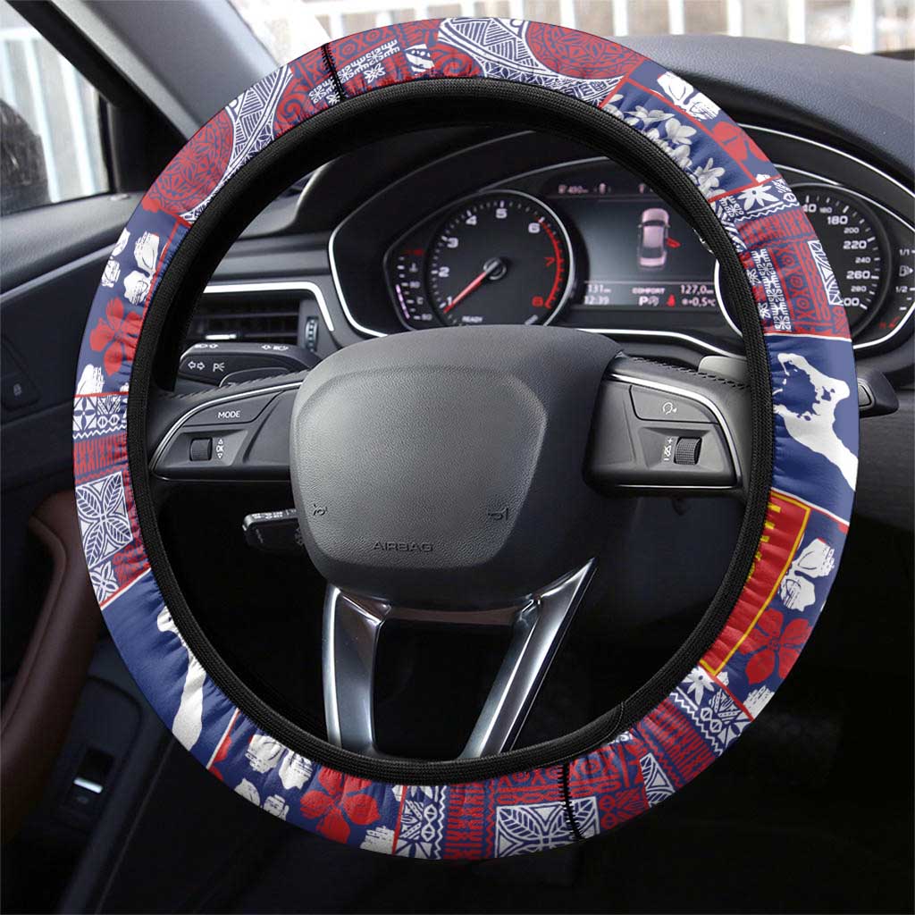 Kiribati Tekeraoi n te Kiritimati Steering Wheel Cover Pacific Patchwork Xmas Vibes - Polynesian Pride