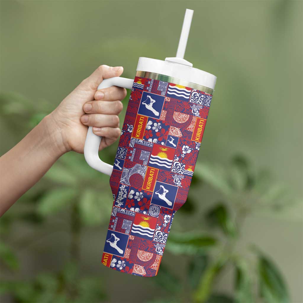 Kiribati Tekeraoi n te Kiritimati Tumbler With Handle Pacific Patchwork Xmas Vibes - Polynesian Pride