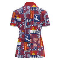 Kiribati Tekeraoi n te Kiritimati Women Polo Shirt Pacific Patchwork Xmas Vibes - Polynesian Pride
