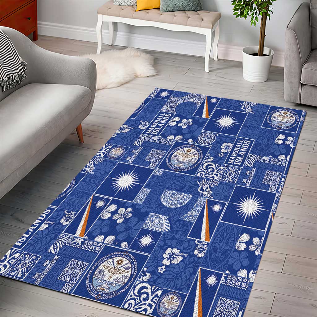Marshall Islands Merry Christmas Area Rug Pacific Patchwork Xmas Vibes - Polynesian Pride