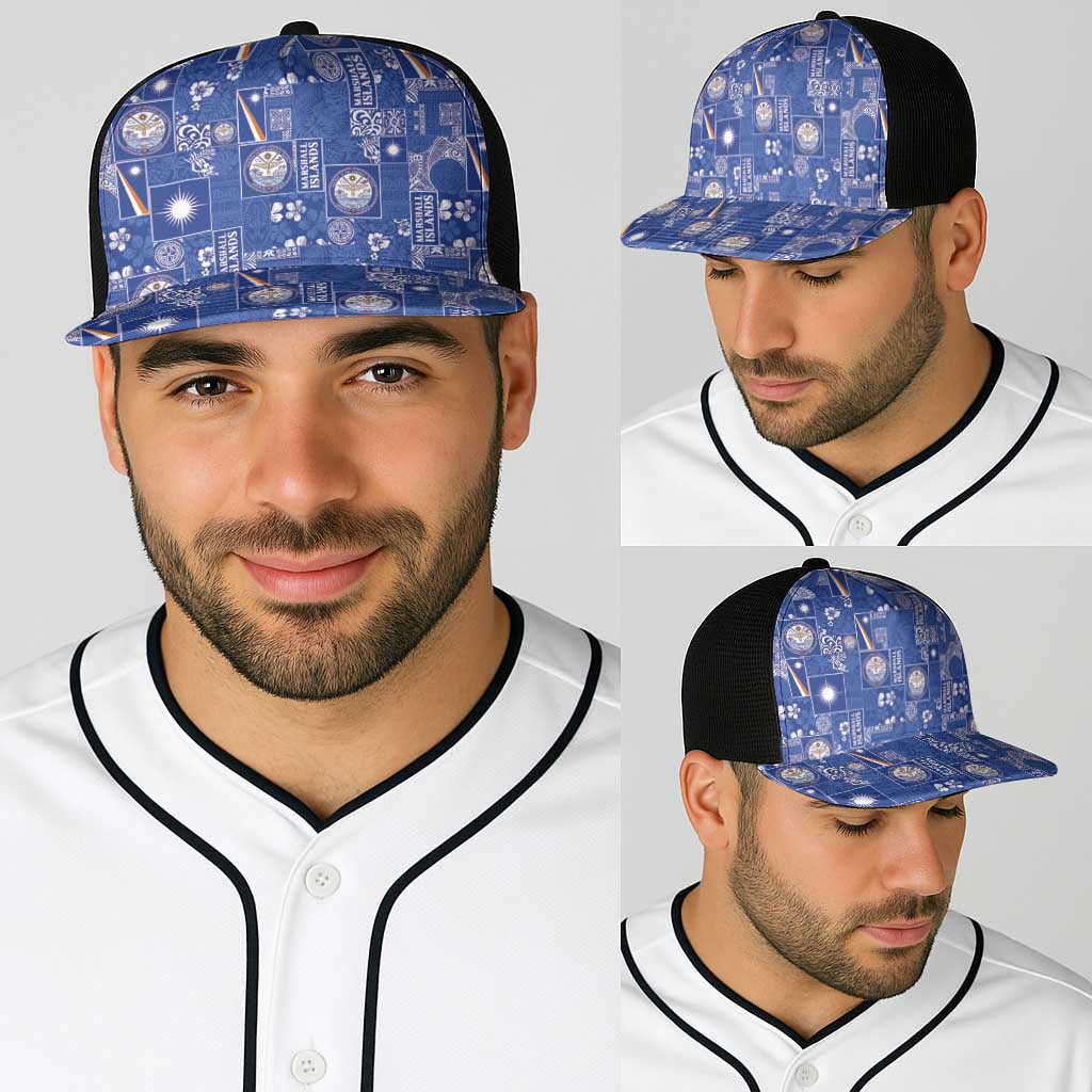 Marshall Islands Merry Christmas Baseball Net Cap Pacific Patchwork Xmas Vibes - Polynesian Pride
