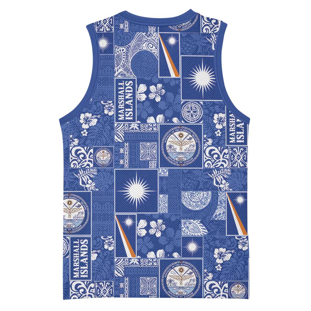Marshall Islands Merry Christmas Basketball Jersey Pacific Patchwork Xmas Vibes - Polynesian Pride