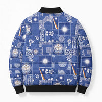 Marshall Islands Merry Christmas Bomber Puffer Jacket Pacific Patchwork Xmas Vibes - Polynesian Pride