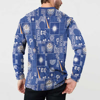 Marshall Islands Merry Christmas Button Sweatshirt Pacific Patchwork Xmas Vibes - Polynesian Pride