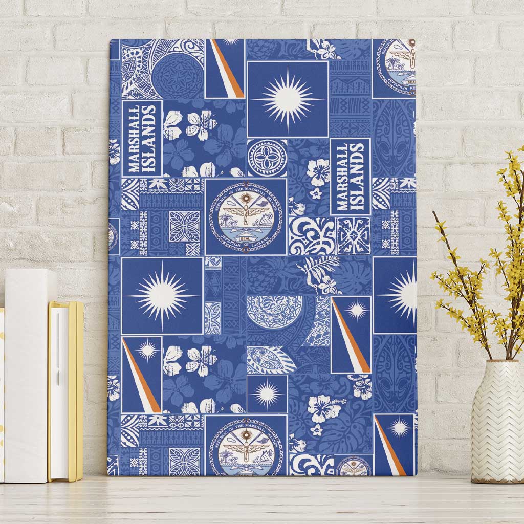 Marshall Islands Merry Christmas Canvas Wall Art Pacific Patchwork Xmas Vibes - Polynesian Pride