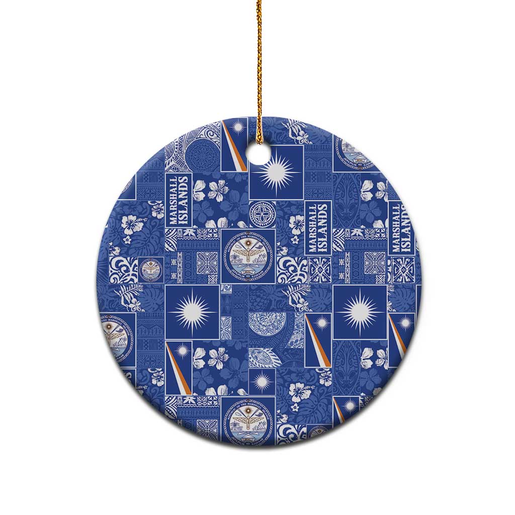 Marshall Islands Merry Christmas Ceramic Ornament Pacific Patchwork Xmas Vibes - Polynesian Pride