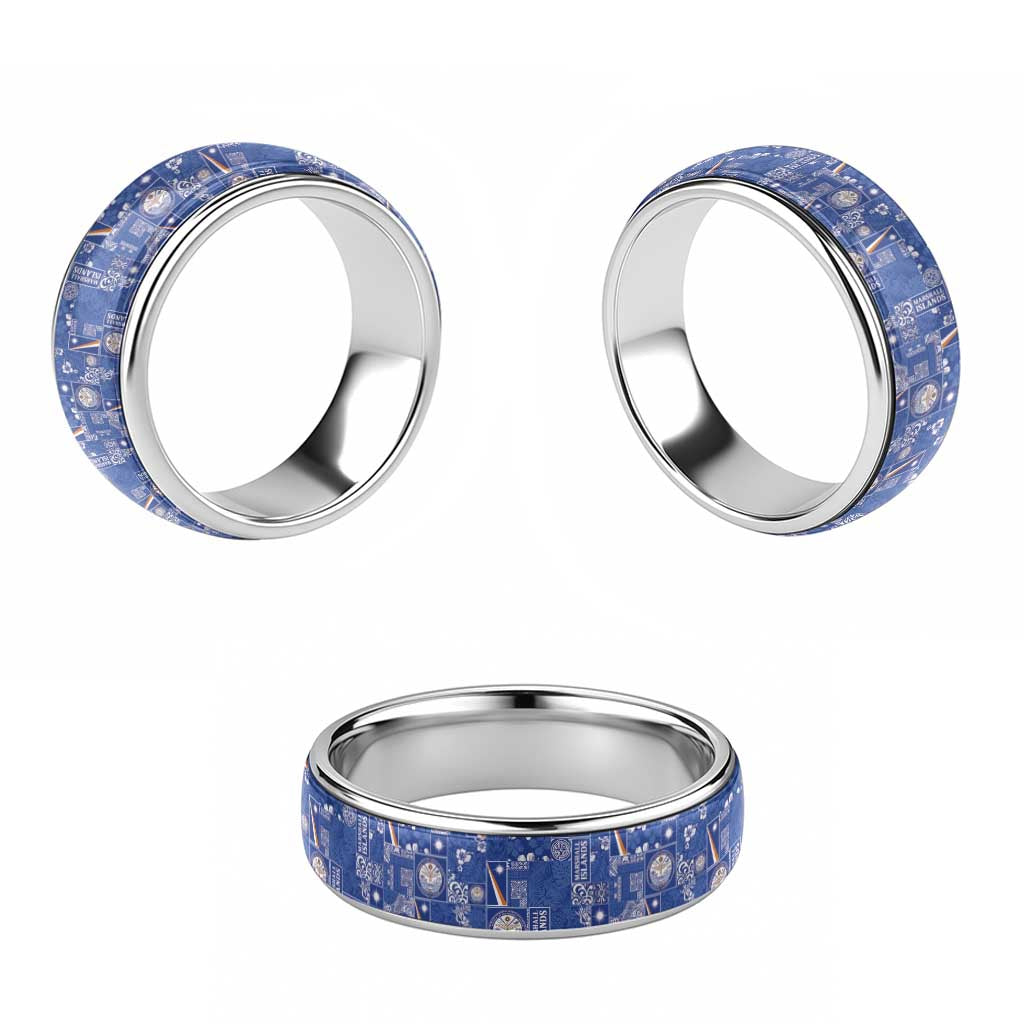Marshall Islands Merry Christmas Classic Ring Pacific Patchwork Xmas Vibes - Polynesian Pride