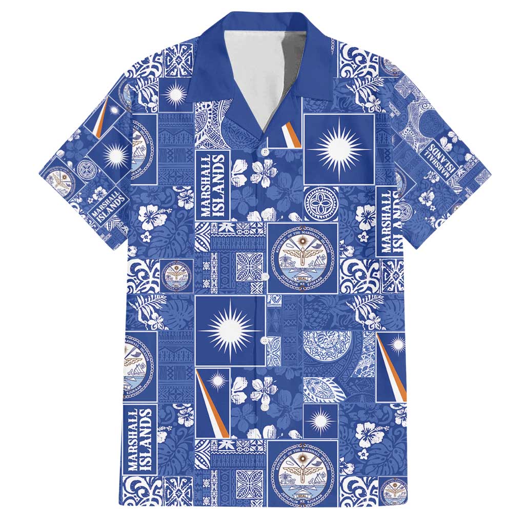 Marshall Islands Merry Christmas Family Matching Long Sleeve Bodycon Dress and Hawaiian Shirt Pacific Patchwork Xmas Vibes - Polynesian Pride