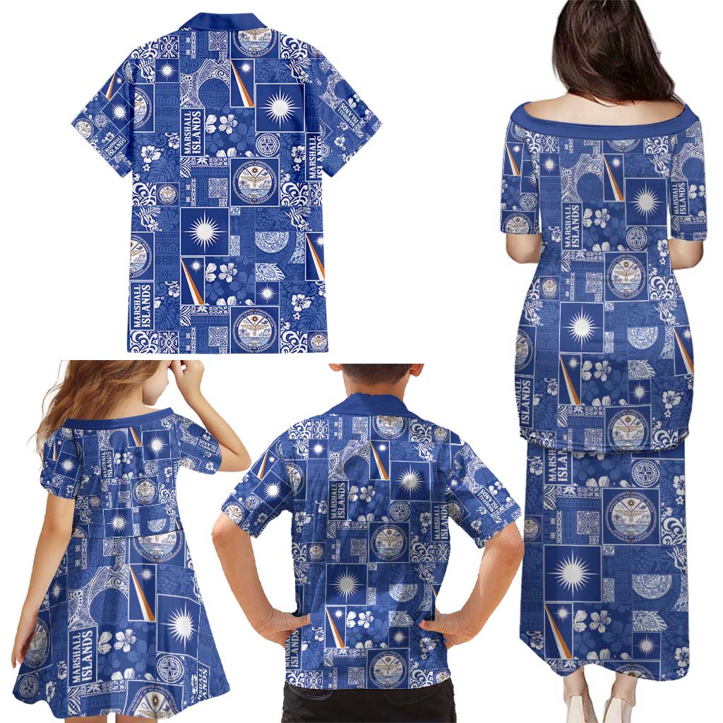 Marshall Islands Merry Christmas Family Matching Puletasi and Hawaiian Shirt Pacific Patchwork Xmas Vibes - Polynesian Pride