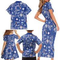 Marshall Islands Merry Christmas Family Matching Short Sleeve Bodycon Dress and Hawaiian Shirt Pacific Patchwork Xmas Vibes - Polynesian Pride