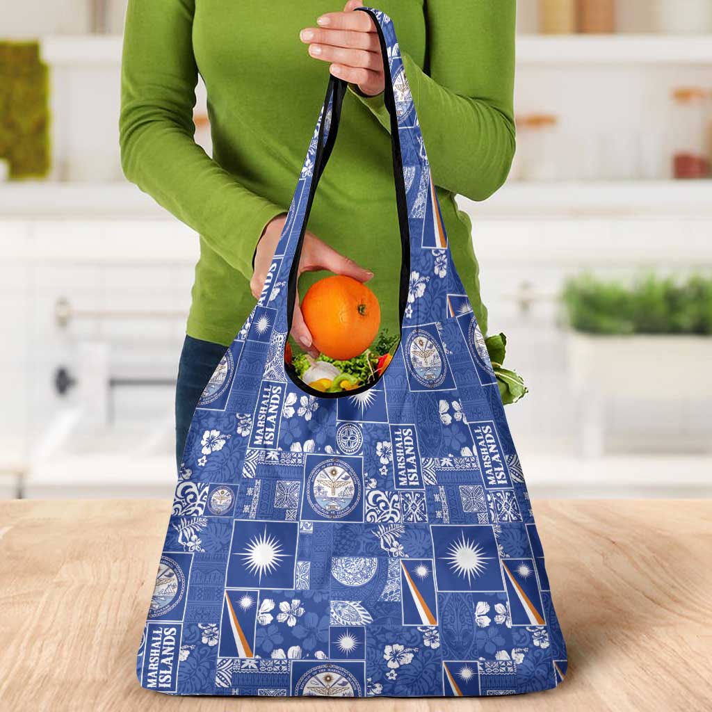 Marshall Islands Merry Christmas Grocery Bag Pacific Patchwork Xmas Vibes - Polynesian Pride
