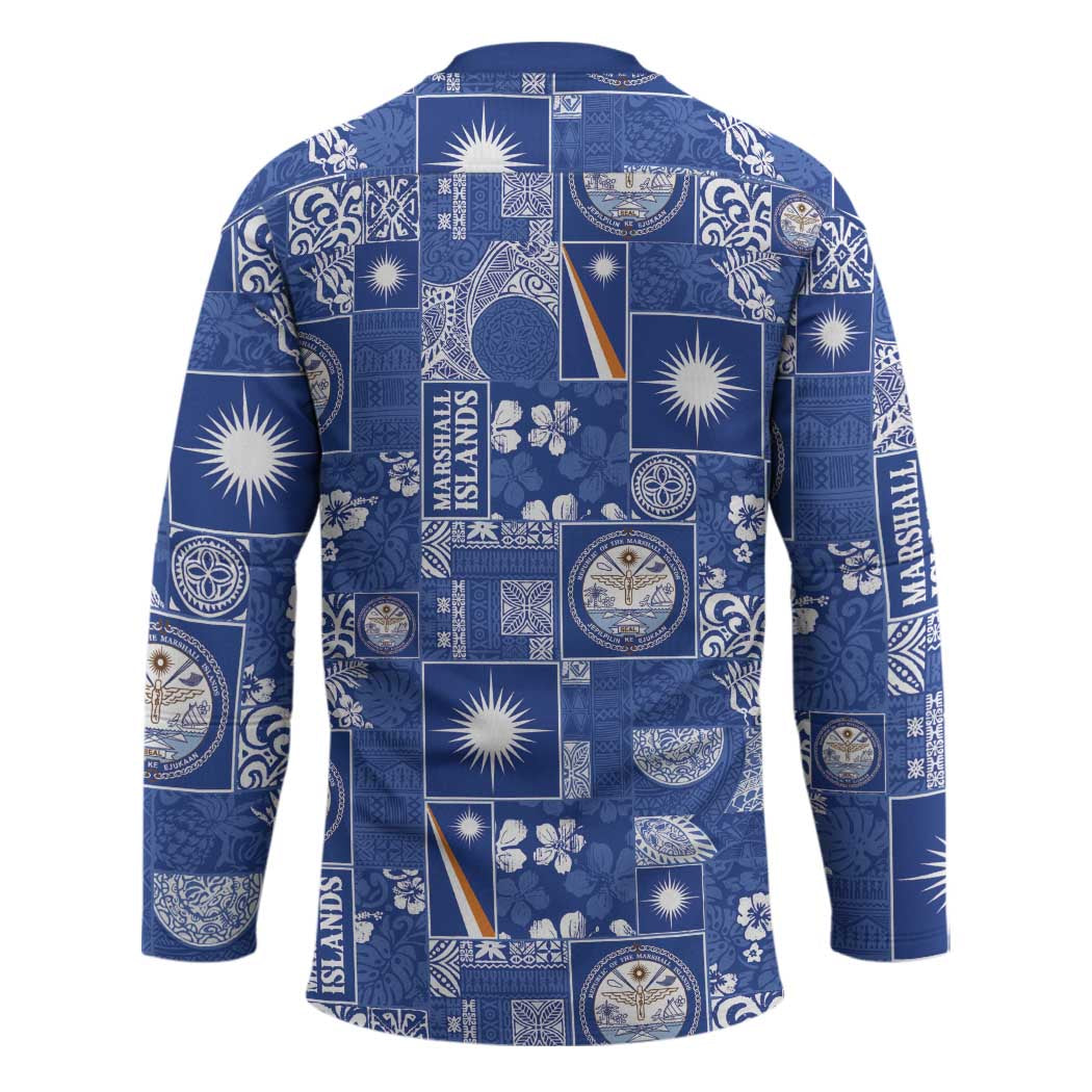Marshall Islands Merry Christmas Hockey Jersey Pacific Patchwork Xmas Vibes - Polynesian Pride