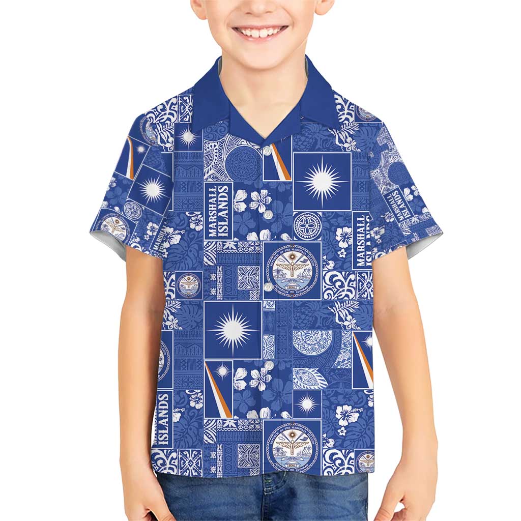 Marshall Islands Merry Christmas Kid Hawaiian Shirt Pacific Patchwork Xmas Vibes - Polynesian Pride