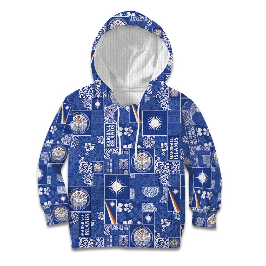 Marshall Islands Merry Christmas Kid Hoodie Pacific Patchwork Xmas Vibes - Polynesian Pride