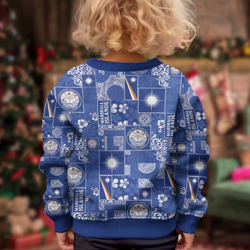 Marshall Islands Merry Christmas Kid Ugly Christmas Sweater Pacific Patchwork Xmas Vibes - Polynesian Pride