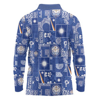 Marshall Islands Merry Christmas Long Sleeve Polo Shirt Pacific Patchwork Xmas Vibes - Polynesian Pride