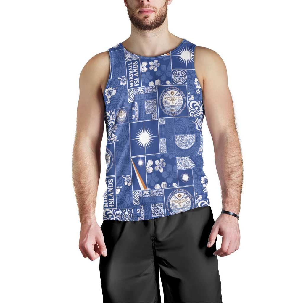 Marshall Islands Merry Christmas Men Tank Top Pacific Patchwork Xmas Vibes - Polynesian Pride