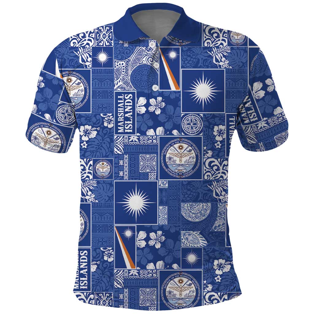Marshall Islands Merry Christmas Polo Shirt Pacific Patchwork Xmas Vibes - Polynesian Pride