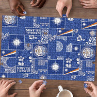 Marshall Islands Merry Christmas Puzzle Pacific Patchwork Xmas Vibes - Polynesian Pride