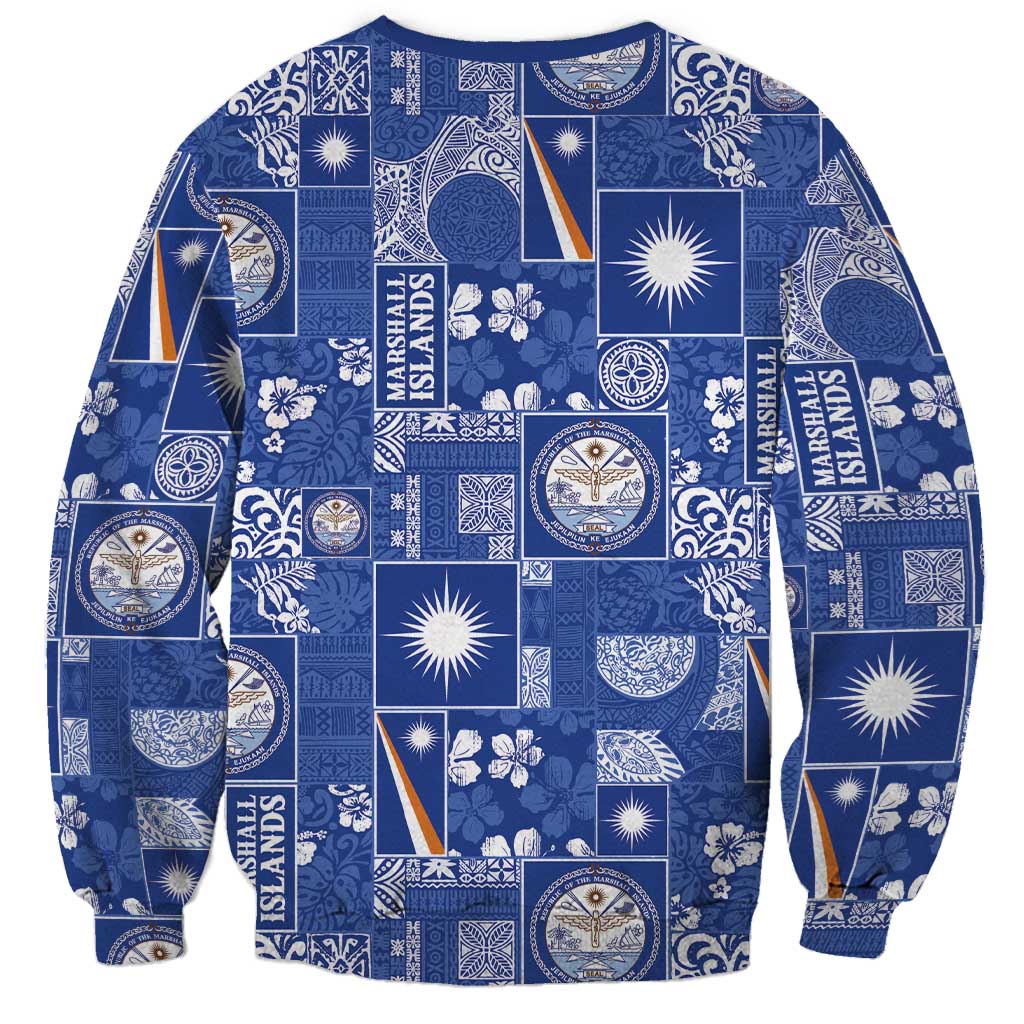 Marshall Islands Merry Christmas Sweatshirt Pacific Patchwork Xmas Vibes - Polynesian Pride