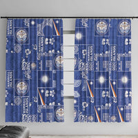 Marshall Islands Merry Christmas Window Curtain Pacific Patchwork Xmas Vibes - Polynesian Pride